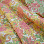 tissu polyester imprimé floral blanc rose jaune vert protection uv bricolage opacité largeur 144cm