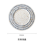 assiettes mosaïque coquillages noir blanc gris moderne artisanal exposant décoration maison