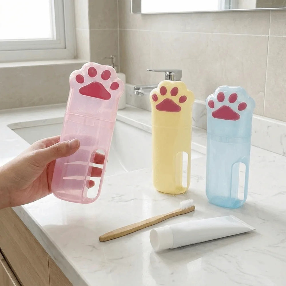 porte brosses dents tubes dentifrice motifs chats rose bleu beige adorable mignon enfantin translucent
