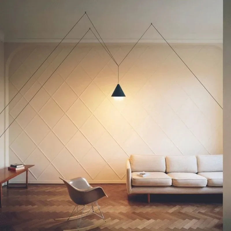Lampe suspendue nordique avec éclairage blanc chaud
