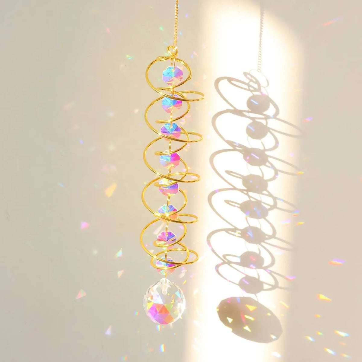 décoration extérieure cristal spirale métallique colorées argent doré moderne fenêtre suncatcher