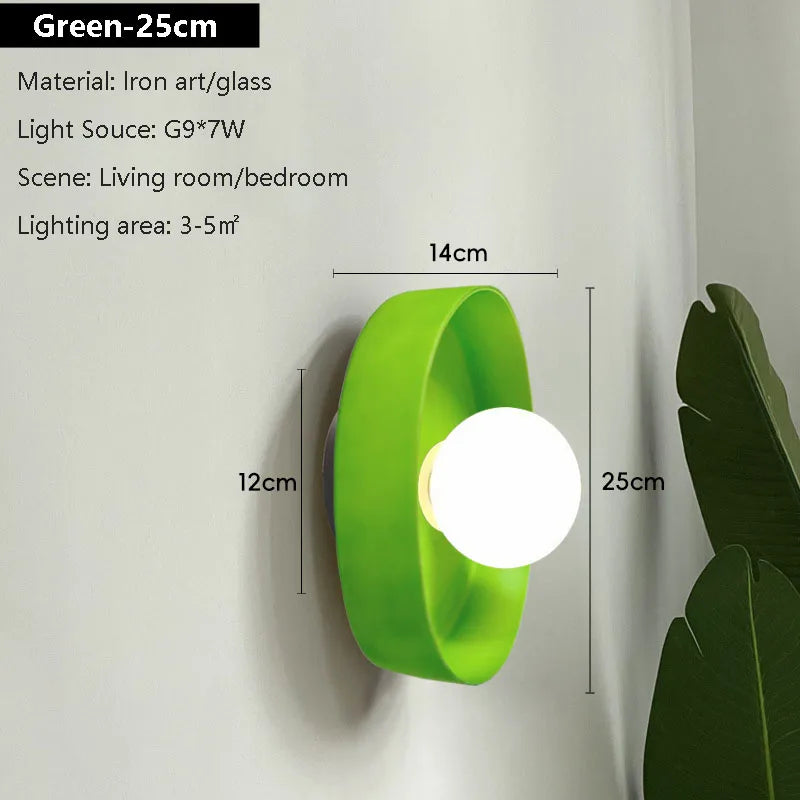 Lampe murale moderne minimaliste verre opaque or jaune vert blanc marron clair fixée mur
