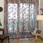 rideaux voilés motifs floraux tissu texturé translucides décoratifs romantiques fleurs feuilles