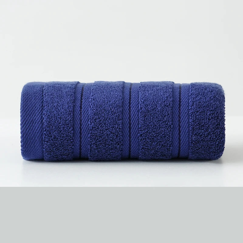 serviette coton bleu roi broderie dorée happy cœur classique maison plage cadeau adultes enfants