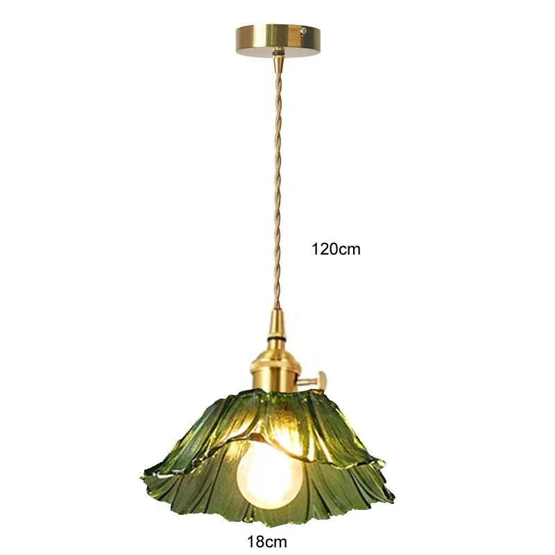 lampe suspendue moderne vintage fleur translucide rouge vert blanc chaîne ampoule