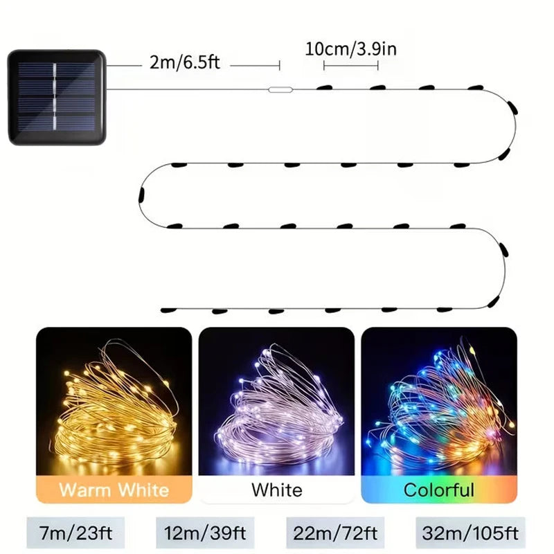 guirlande lumineuse solaire extérieure modes scintillants multicolores blancs jaunes jardins