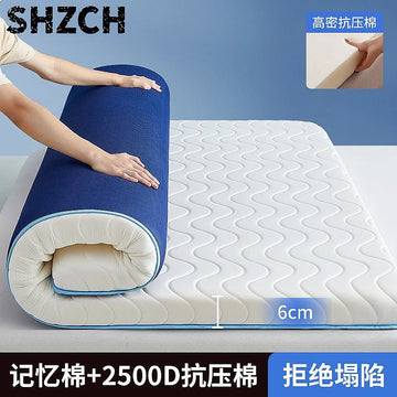 matelas latex pliable bleu blanc texture ondulée mousse mémoire forme moderne chambre dormir