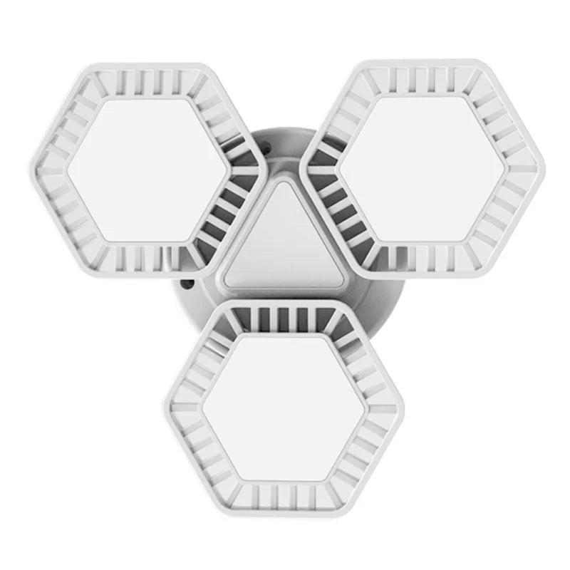 lampe solaire led rechargeable usb triple pliage crochet minimaliste hexagonal ventilation blanc moderne