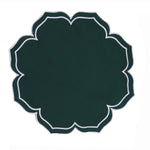 serviettes table carrées coton lin brodé motif floral rose clair vert classiques