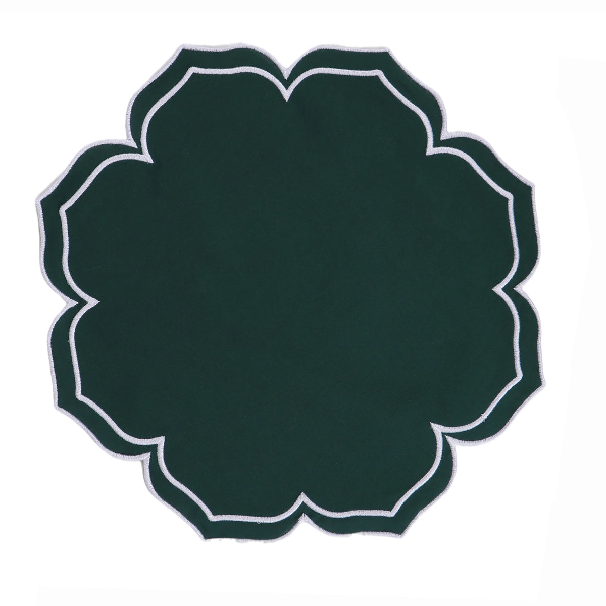 serviettes table carrées coton lin brodé motif floral rose clair vert classiques