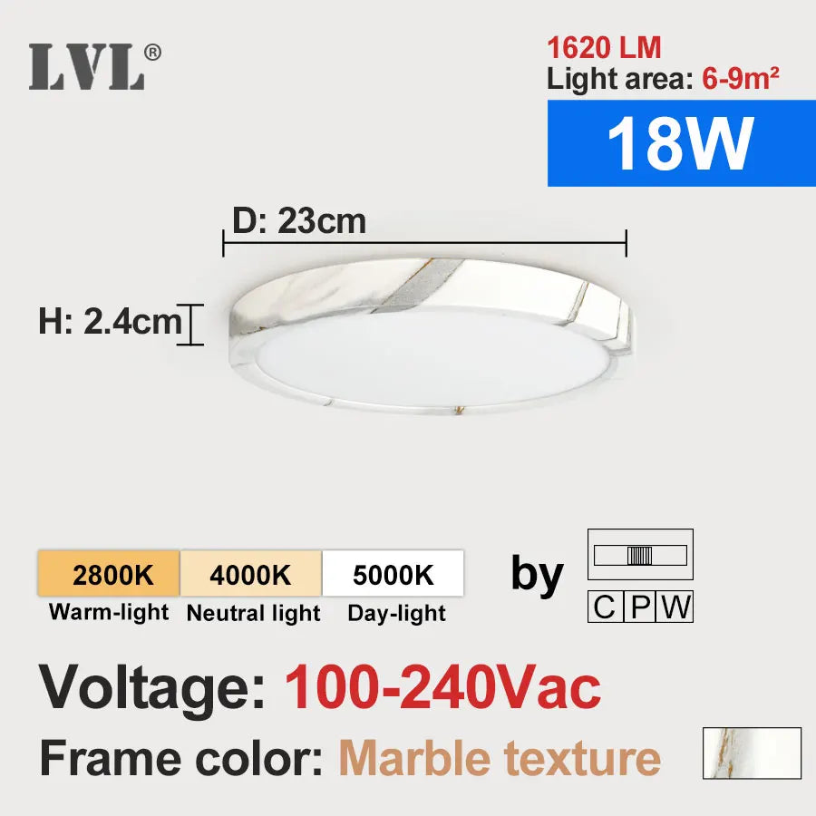 plafonnier led marbre blanc moderne éclairage quotidien facile flux lumineux ajustable certifié rohs