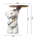 support plateau ours géométrique moderne résine rose orange vert brillant décoration sculptural figurine dorée