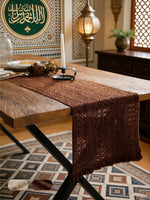 chinois bohème table beige marron franges crochet artisanal printemps été automne hiver halloween ramadan