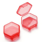 boîtes rangement hexagonnelles modernes transparentes clips colorées bleu noir vert orange violet rouge 42x46mm