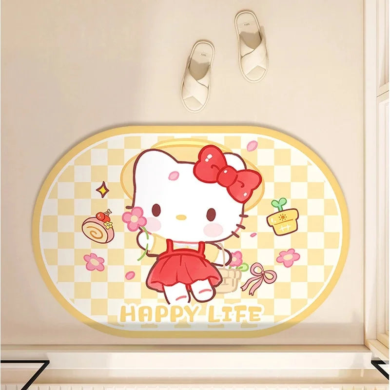 tapis bain mignon hello kitty motif cartoon rose antidérapant doux salle bain