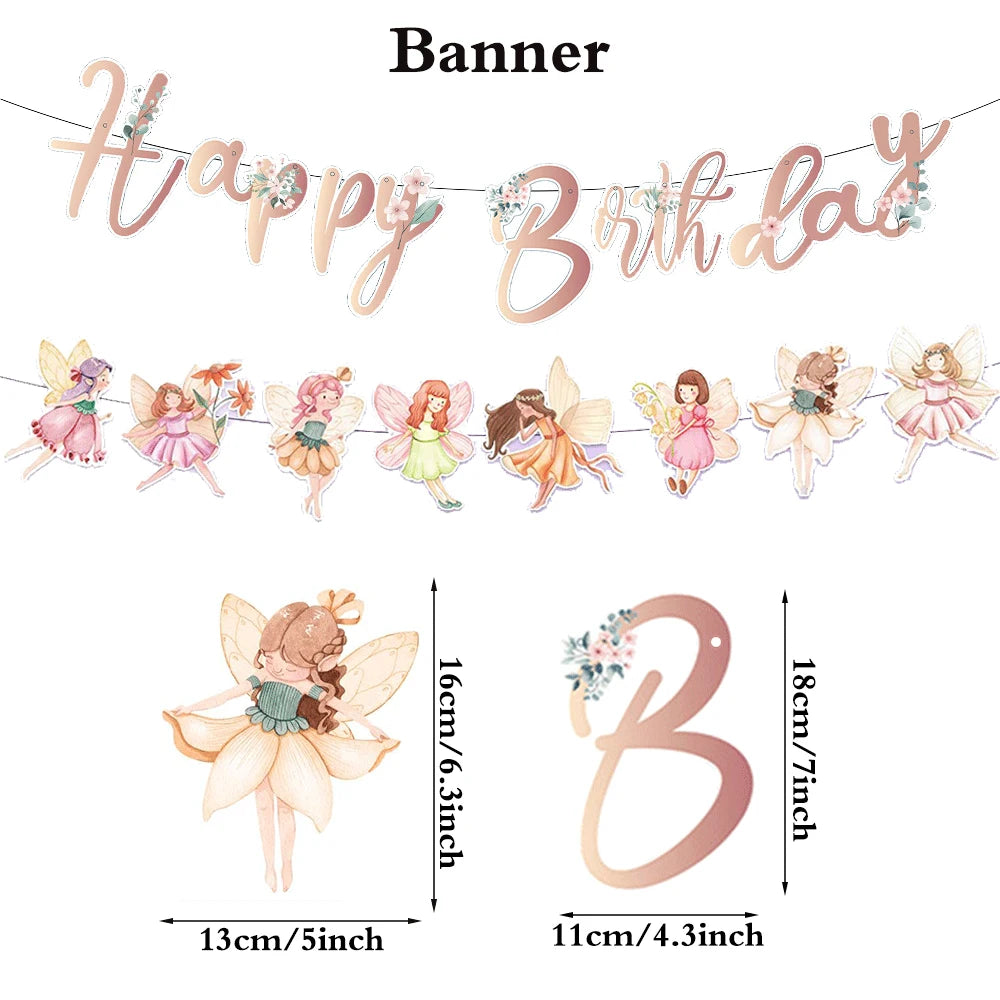ensembles guirlandes fête multicolores fées fleurs lettres Happy Birthday motifs floraux occasion anniversaire enfants