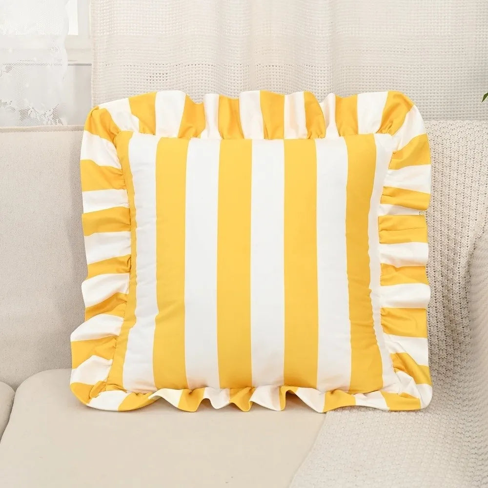 taie d'oreiller rayée vert rose polyester moderne adhésif lit chambre salon decoration 45cm 45cm