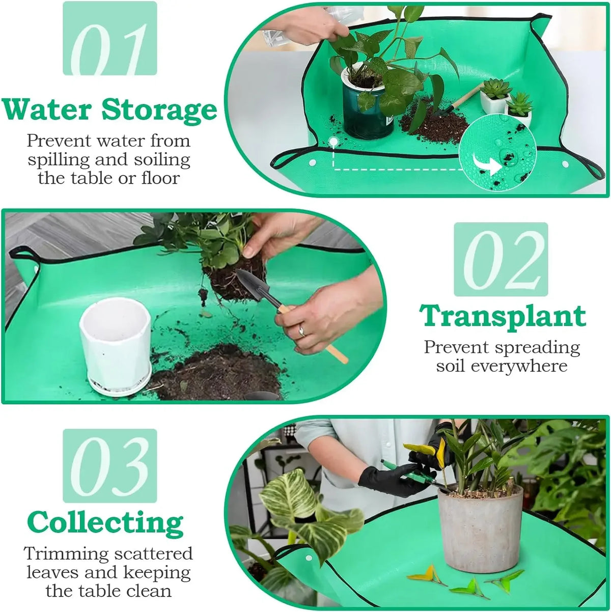 tapis jardinage imperméable vert clips pratique 100x100cm réutilisable