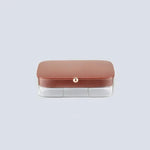 boîte bijoux velours rose clair moderne compartiments transparent couvercle élégant ondulé fixations bijoux voyage