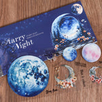 sticker livre étoiles marron blanc bleu nuit artisanat bricolage bouteille eau