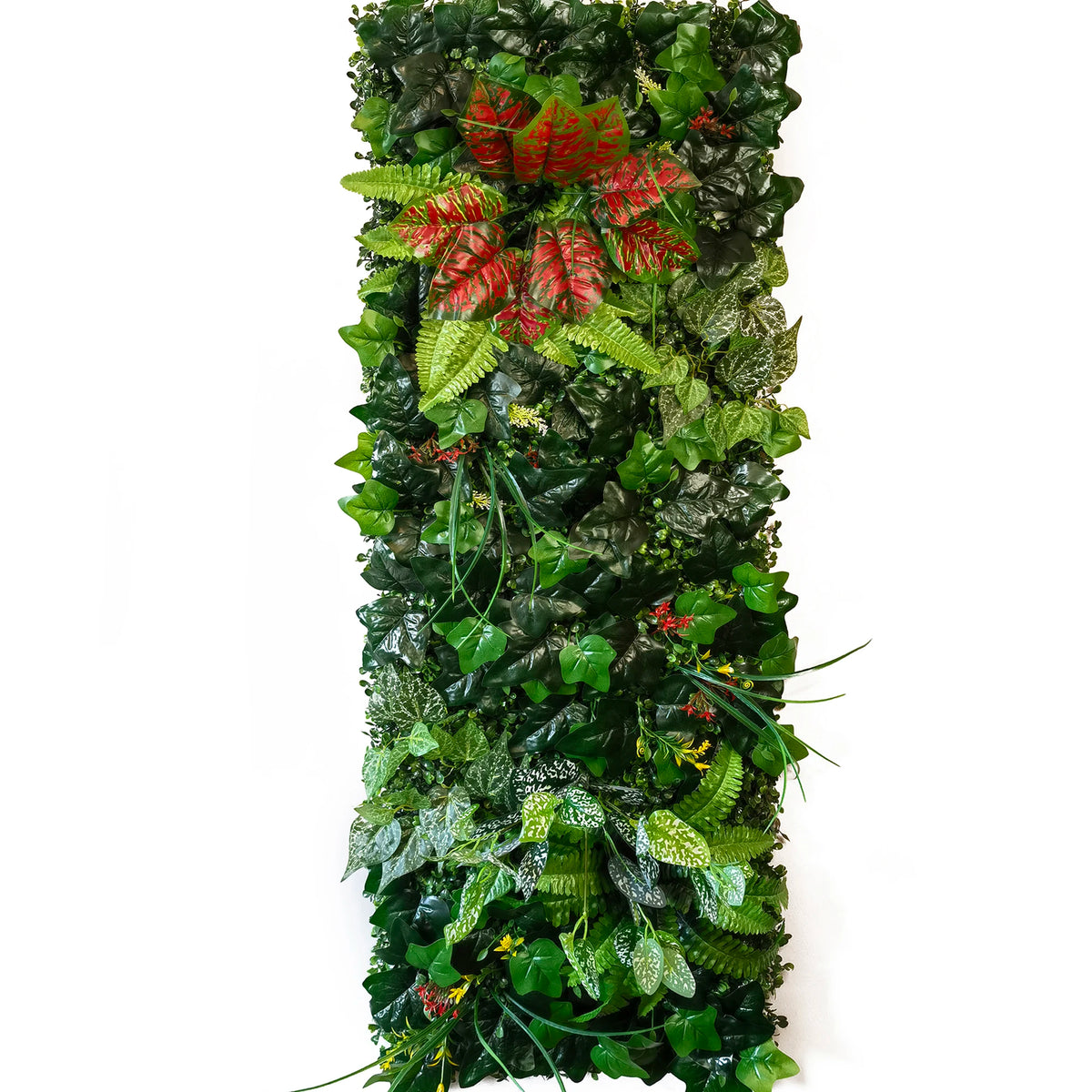 décoration murale panneau végétal artificiel herbe feuilles fleurs extérieur vert rouge blanc naturel