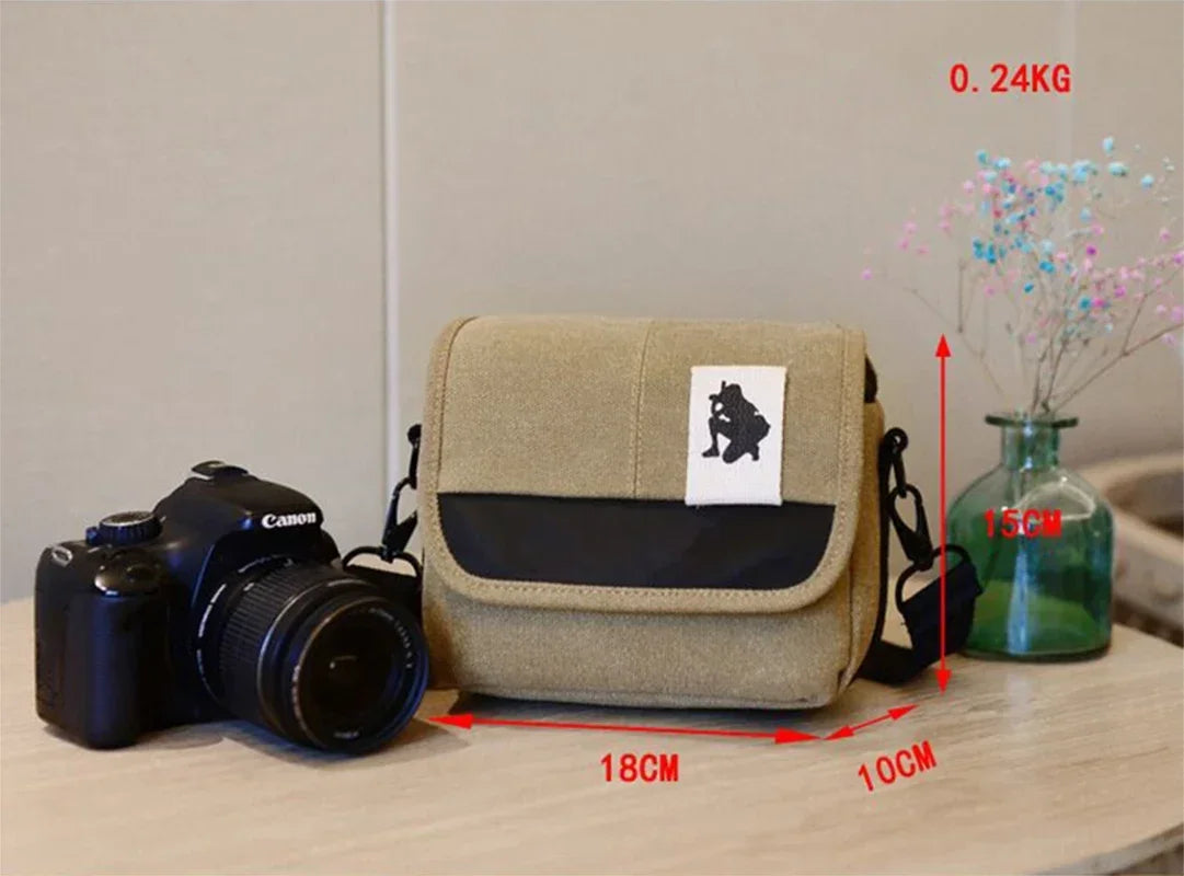 sac bandoulière toile bleu noir rouge moderne appareil photo reflex caméra instantanée objectif pratique