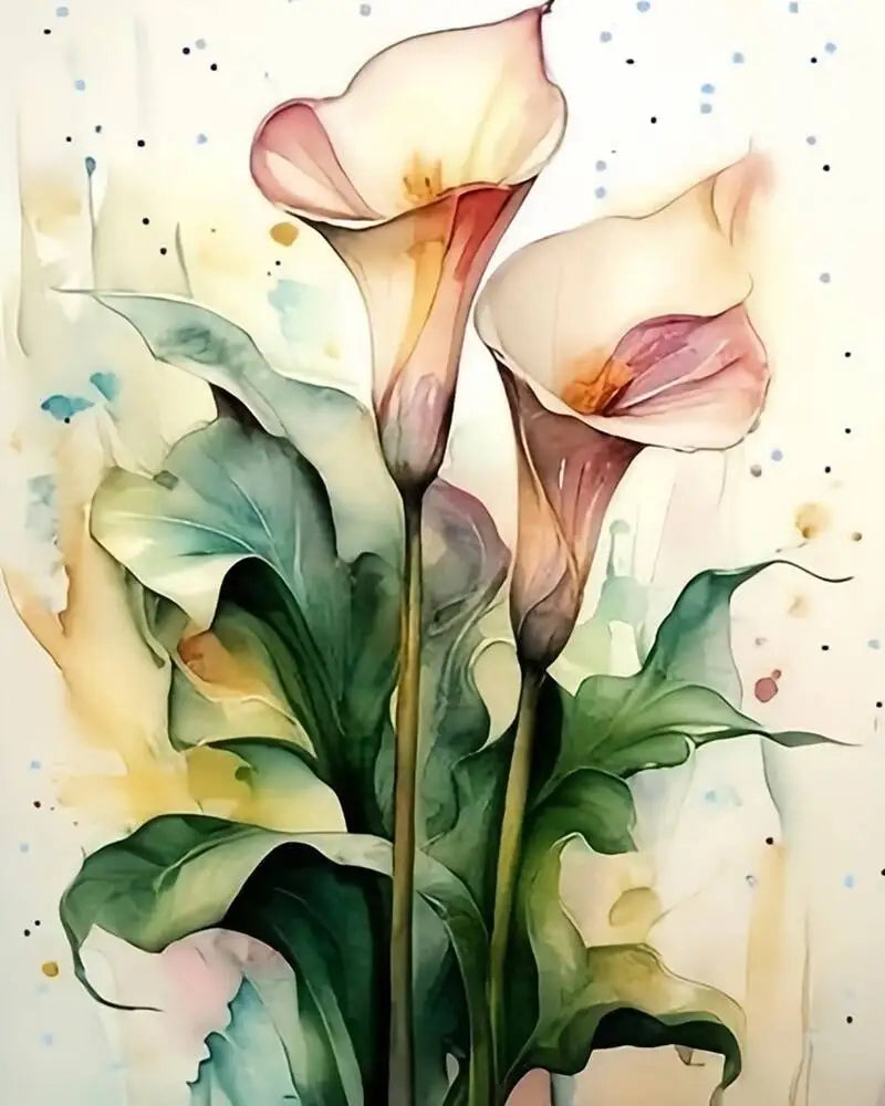 toile peinte fleurs calla moderne acrylique peinture l'aquarelle kit coloriage numéros decoration maison halloween