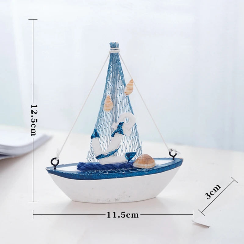 décoration nautique bateau voile blanc bleu orange marin artisanal festive anniversaire thuyền gỗ