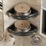 étagère salle bain portable adhésive gris foncé structure perforée moderne seule piece