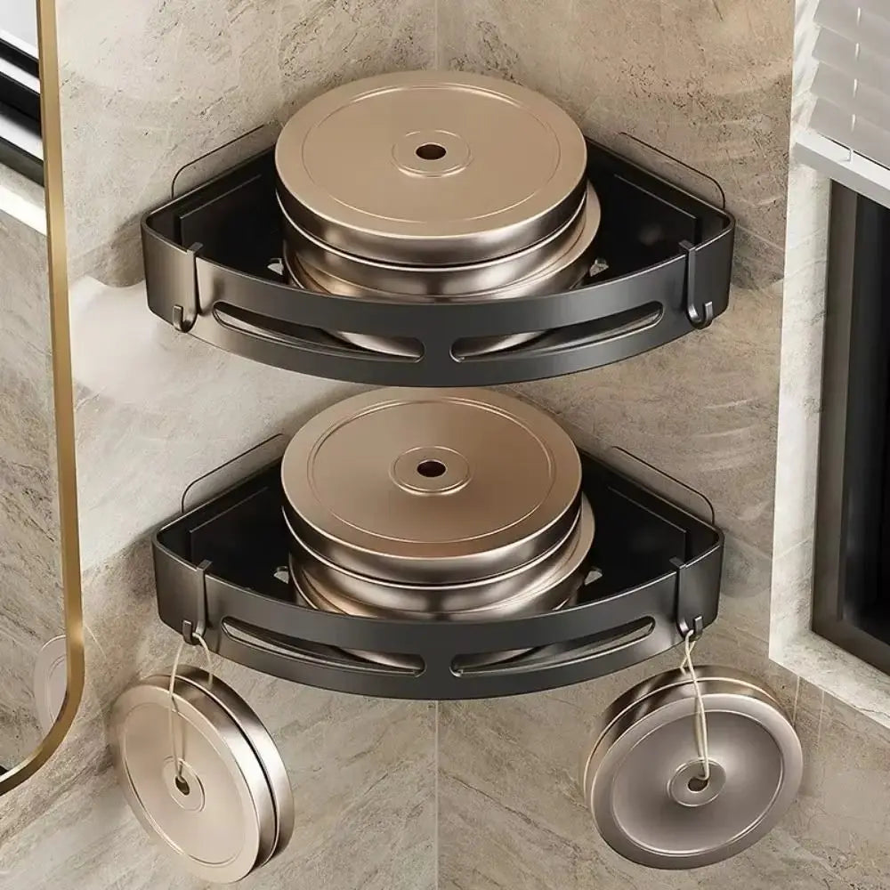 étagère salle bain portable adhésive gris foncé structure perforée moderne seule piece