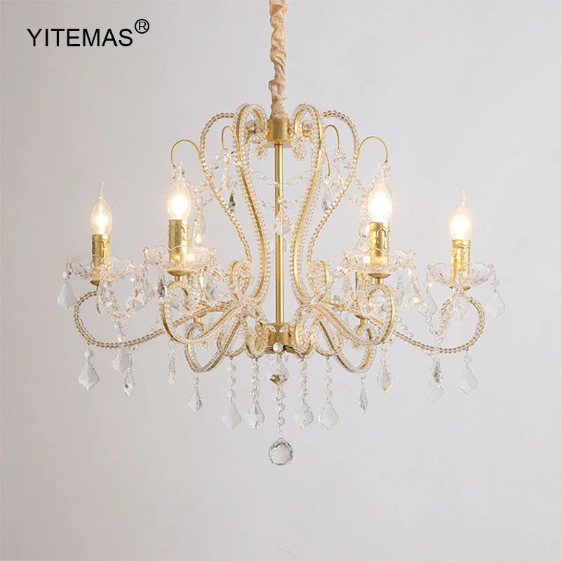 lustre doré cristal pendants élégant classique baroque suspension chambre salon