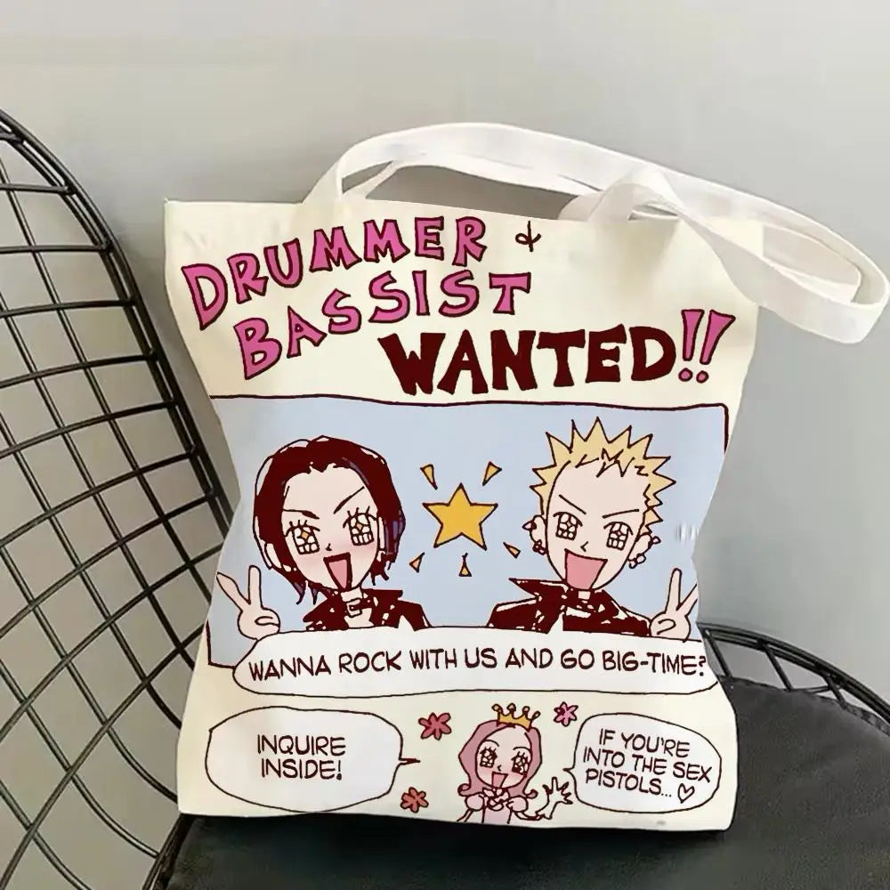 sac main blanc dessins humoristiques messages modernes réutilisable toile 16x40cm