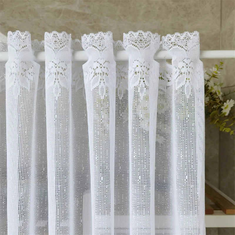 rideau blanc dentelle fleurs peony translucide fenetre classique romantique deco balcon