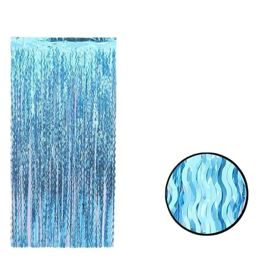 rideau moderne bleu ondulé adhésif double face 100cm 200cm événements