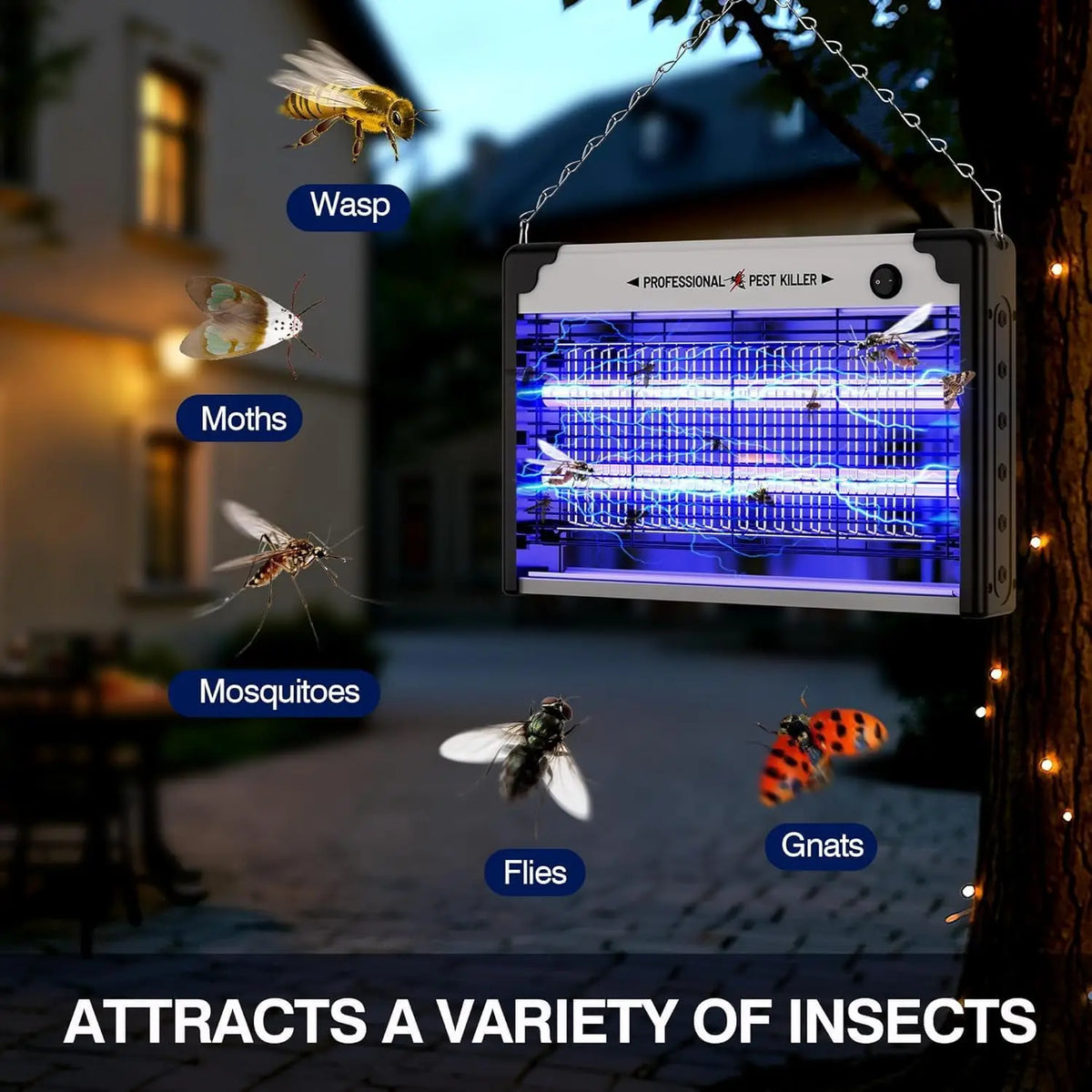 piège insectes électrique led antimoissons suspendu usb moderne noir argent violet