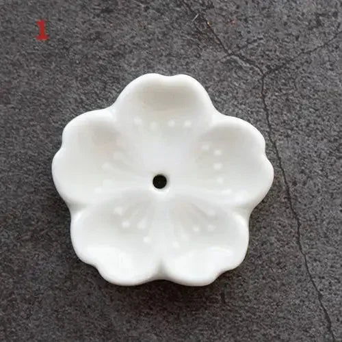 support bâtonnets encens fleurs stylisées artisanal rose bleu vert jaune blanc