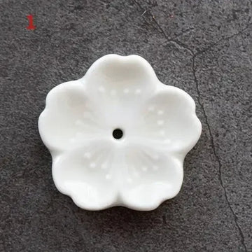 support bâtonnets encens fleurs stylisées artisanal rose bleu vert jaune blanc