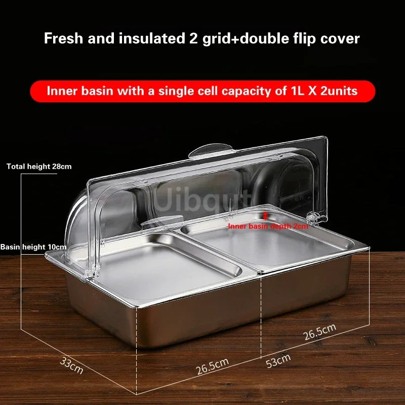 bac alimentaire acier inoxydable couvercle transparent poignée buffet cuisine moderne