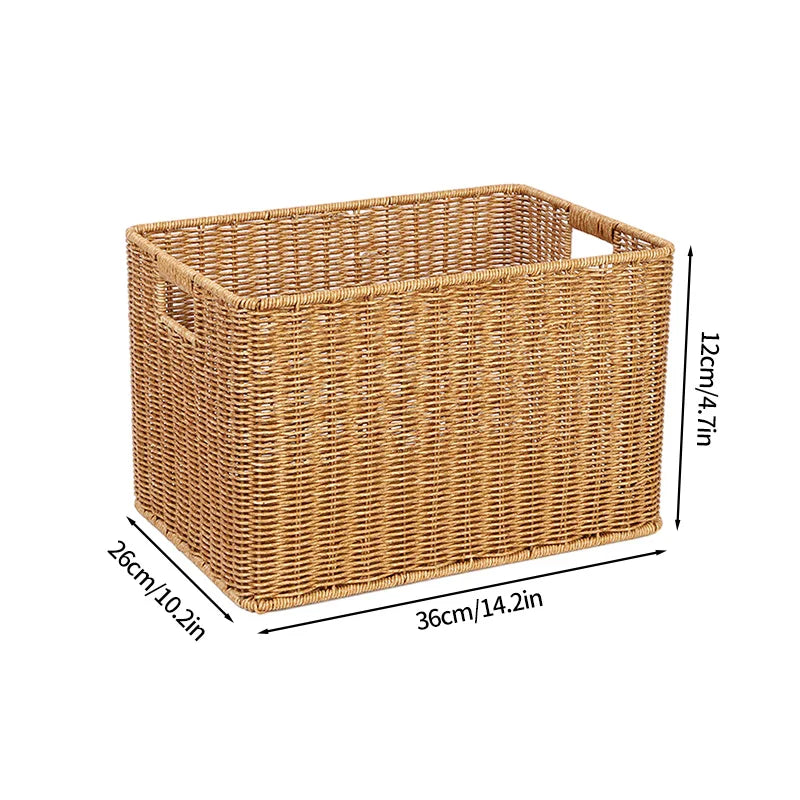 panier osier marron clair tissage régulier rustique rangement articles divers respectueux environnement