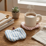 coasters coton blanc rose rouge bleu beige points rayures moderne doux