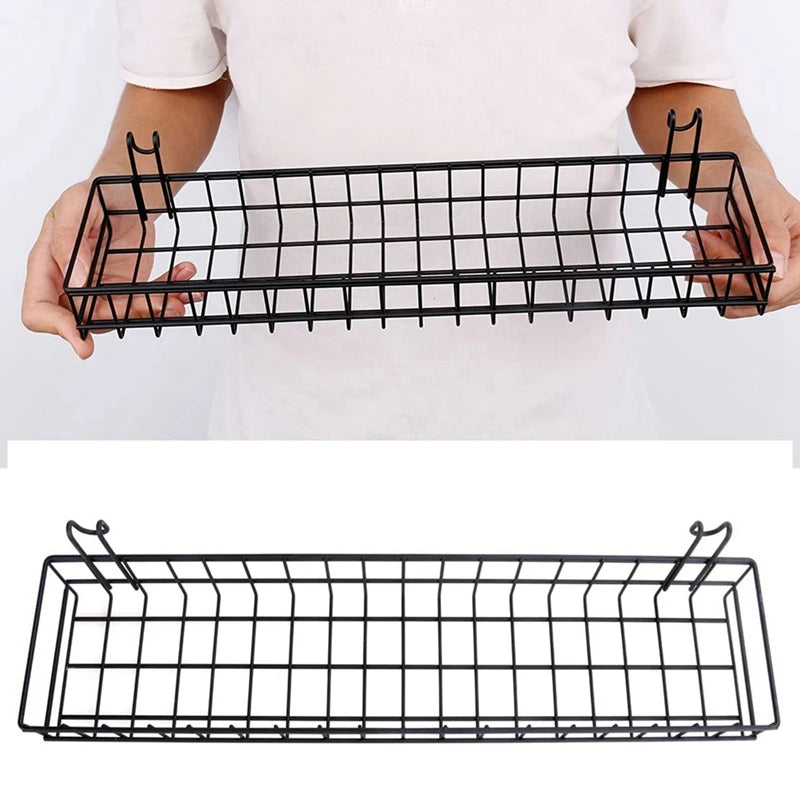 paniers rangement fil métallique noir grille métallique crochets suspension murale éléments décoration moderne