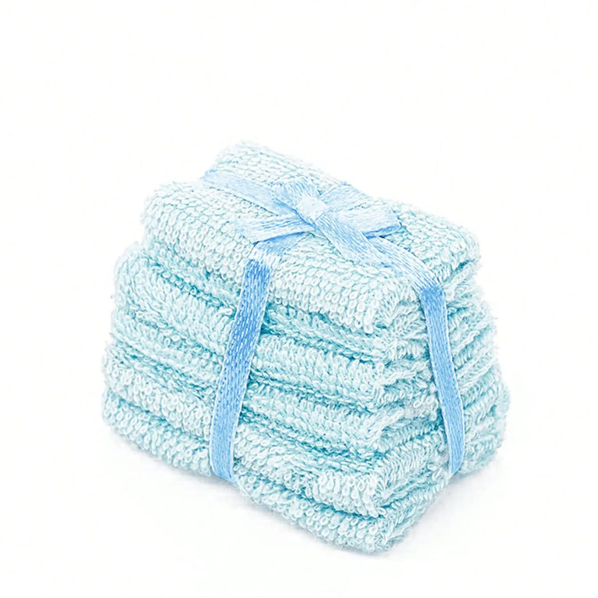 serviettes bain miniature rayées blanc bleu clair opaques ruban
