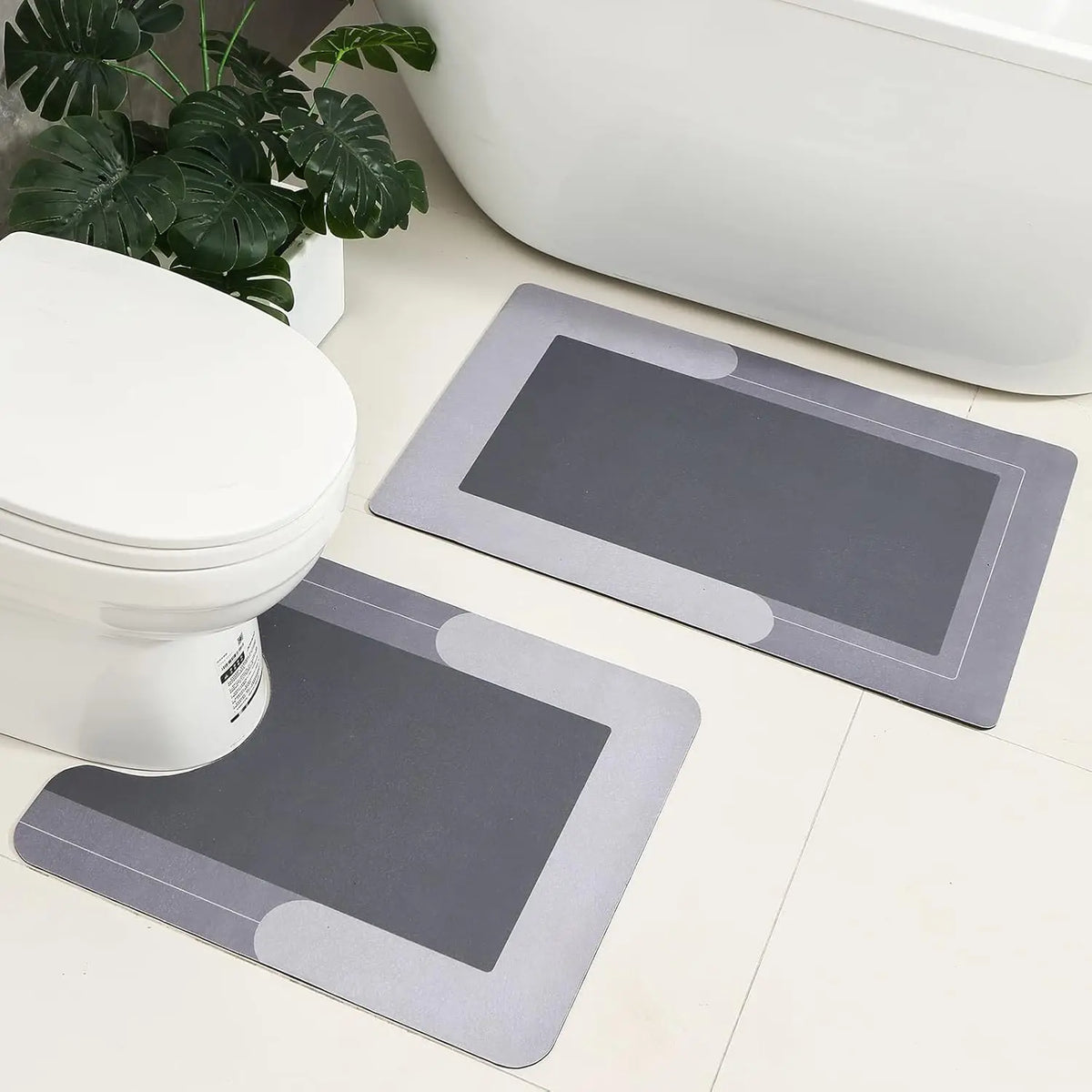tapis bain gris moderne antidérapant pvc tissé ligne horizontale 50x80cmintérieur