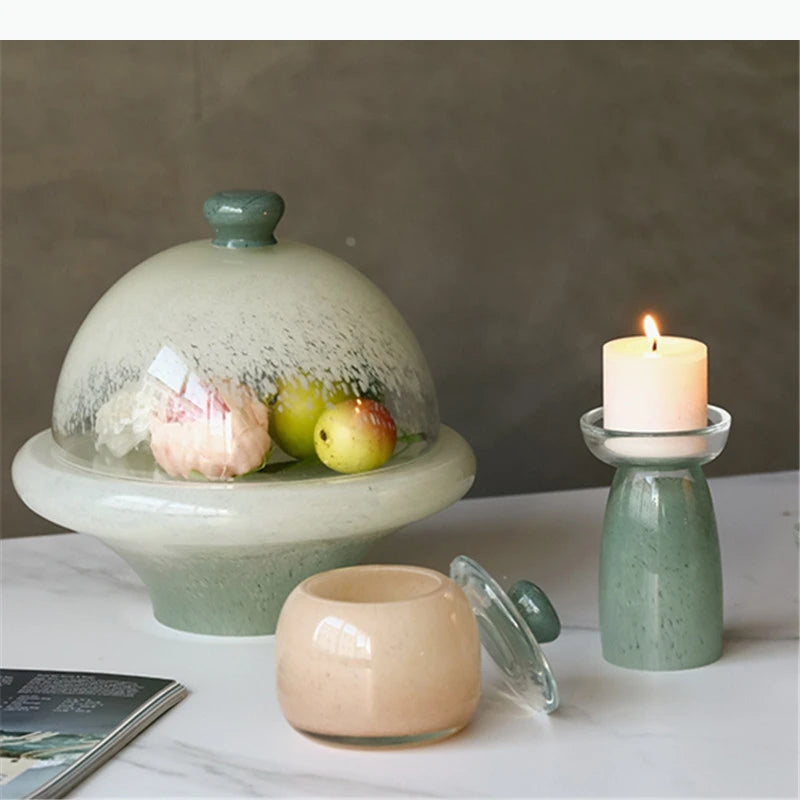 plateau rangement verre transparent cloche céramique vase rose assiette naturelle pot couvercle bougeoir minimaliste