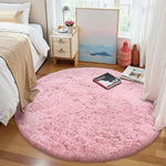 tapis rond doux rose peluche moderne salon chambre coucher voyage pique niqueextérieur
