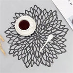 tapis table moderne or argent floral ajouré respectueux environnement silicone élégant set repas fourchette