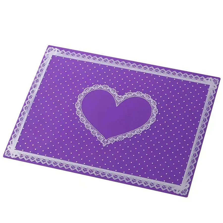 tapis poignet silicone nail art pois cœur dentelle rose noir violet magenta
