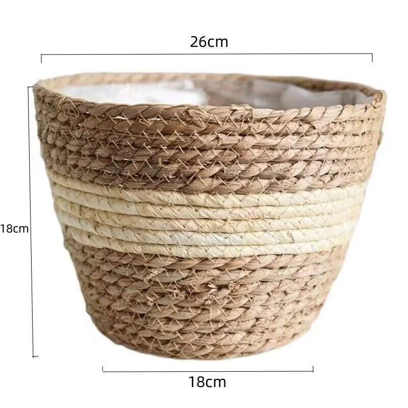 paniers tissés paille rustique boho chic intérieur extérieur stockage fleurs verte naturel