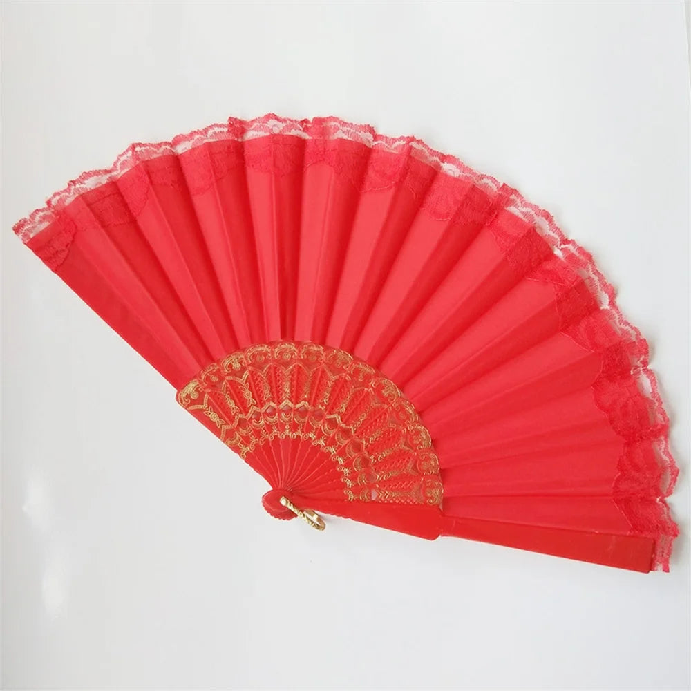 éventail pliant soie dentelle violet bleu noir rose vert rouge classique élégant anneau métallique