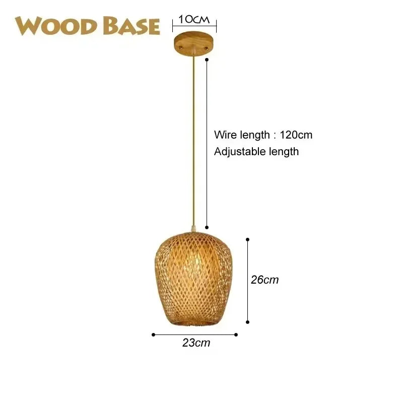 suspension lumineuse moderne bambou tissage beige doré fixe passe câble noir
